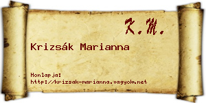 Krizsák Marianna névjegykártya
